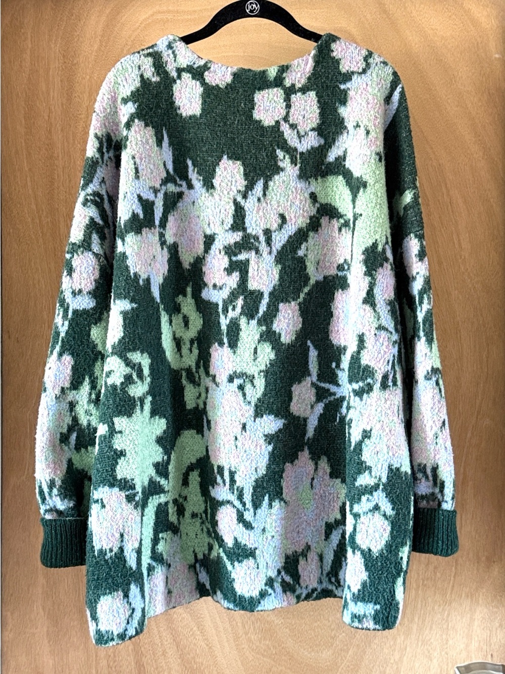 Free People Primrose Floral Tunic Sweater Oversized V-Neck Fuzzy Boho Women’s L - Picture 5 of 10